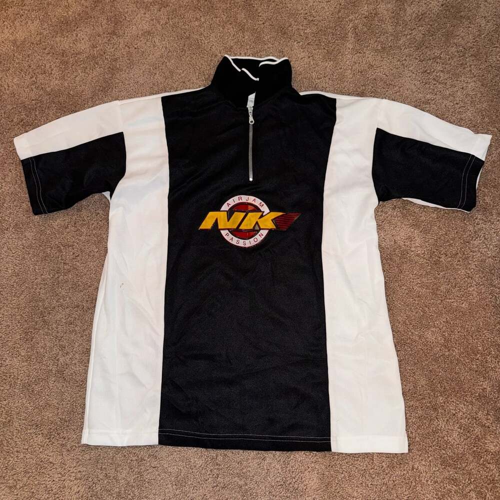 Nike Air Jam Passion Quarter Zip Polo Size L Black White Vintage 7006